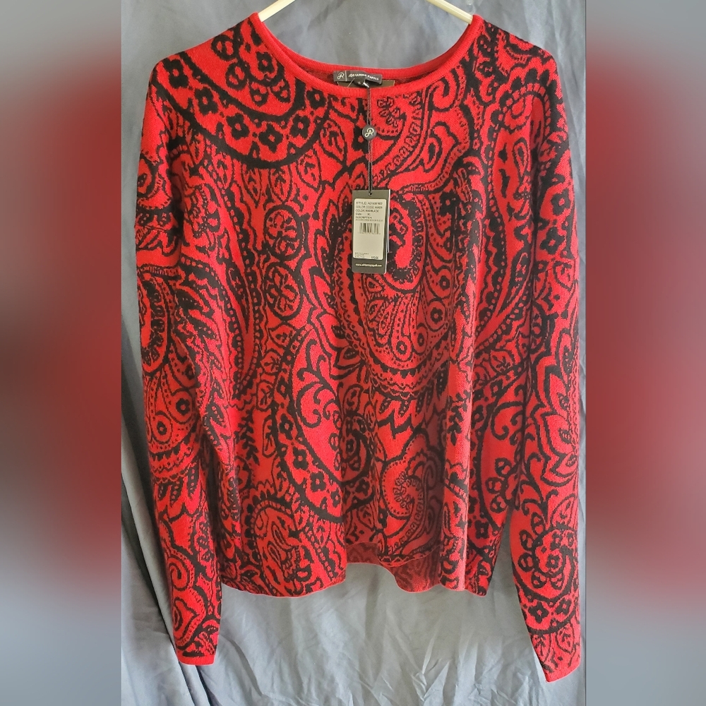 Adrianna Papel NWT Red and Black Paisley Women's Top, Valentine's